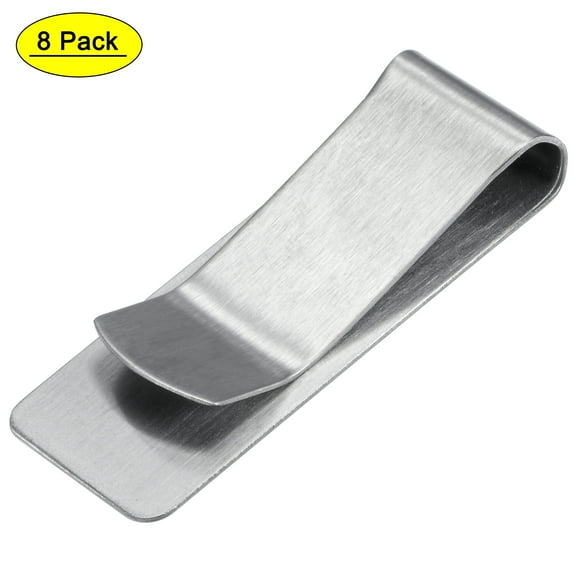 Uxcell 52mm Stainless Steel Slim Clip Credit Card Holder Clamp, Silver 8 Count