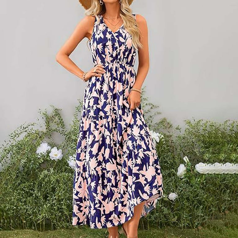 cute adult dresses Drses Women Summer Dresses Casual Sleeveless Maxi Dresses Cute Floral Long Dress Wedding Guest Dress