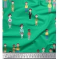 thumbnail image 3 of Soimoi Green Georgette Viscose Fabric Human Group Print Sewing Fabric Yard 42 Inch Wide, 3 of 3