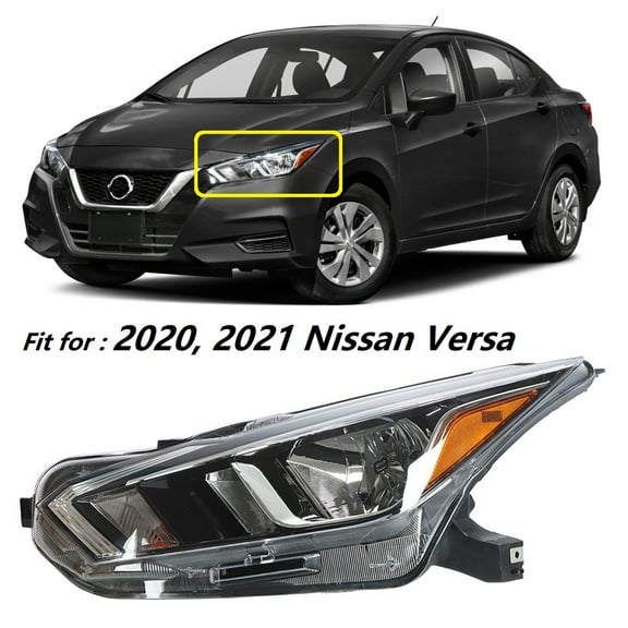 Labwork Headlight Assembly Black Halogen Headlamp Housing NI2502273 Fit for 2020 2021 Nissan Versa, Front Left (Driver Side)