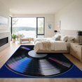 thumbnail image 3 of ODIKA 9'x12' Washable Area Rug Record Vinyl Cd Disc Bold Interlocking Music Note Border Shaped for Master Suite, California King, Under Bed, Non-Shedding, Easy Care, 3 of 7