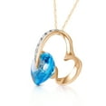 thumbnail image 2 of Galaxy Gold 14K Solid Yellow Gold 18" Heart Necklace with Natural Diamonds and Blue Topaz, 14"-24" Sizes, December Birthstone, Symbol of Calm, 2 of 3