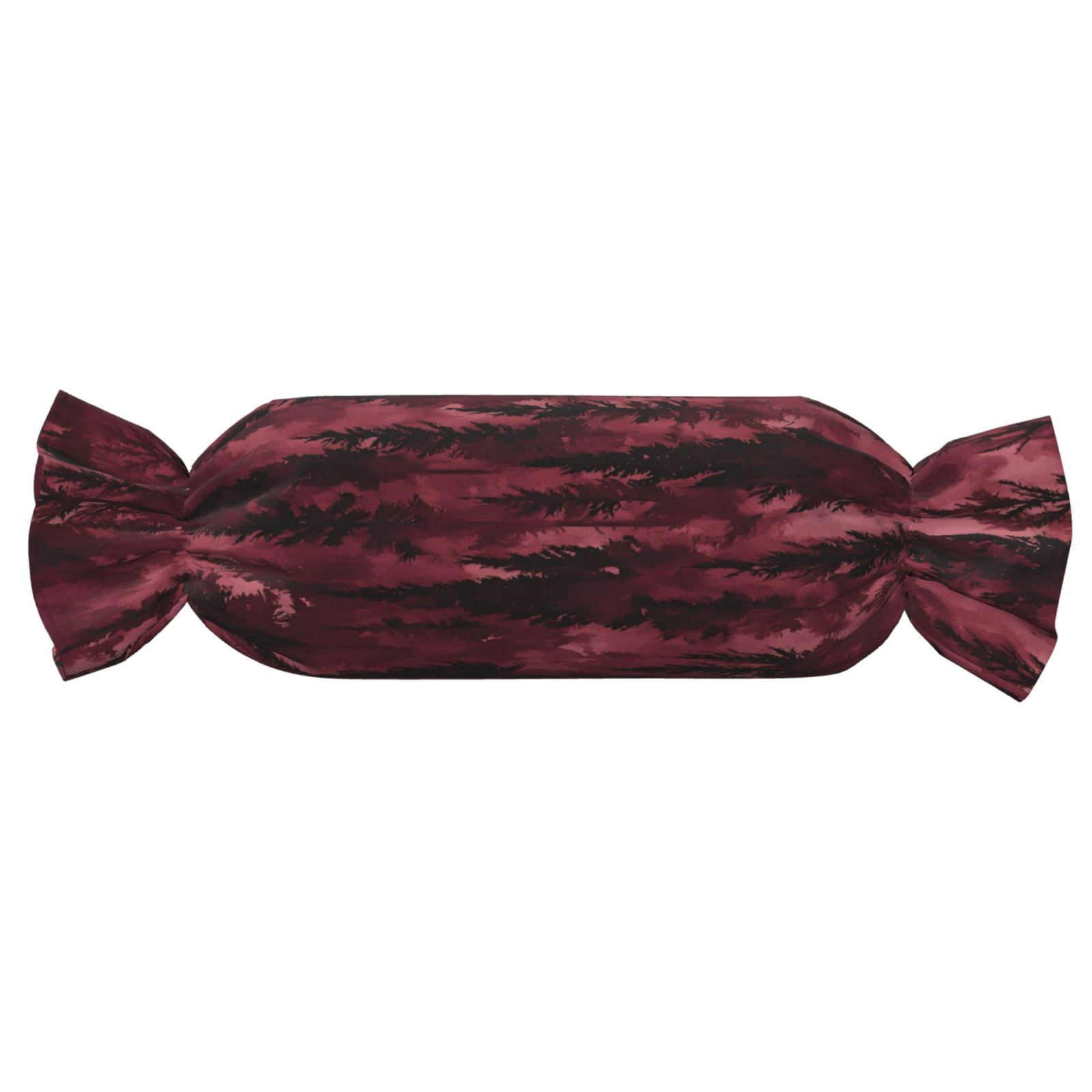 Candy Throw Pillow Travel Cervical Pillow Cylindrical Neck Body Cushion With Insert For Bed Couch Home Decor 9.8x24.4in Realistic Forests Camouflage Pattern Conifer Maroon_3