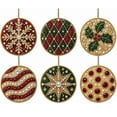 thumbnail image 3 of DIY Diamond Art Painting Christmas Wooden Ornaments Kit (Set of 6), Round Christmas decorations | Special-Shaped Gem & Pearl Hanging Craft Decor with Twine for Holiday Window Christmas Tree Home, 3 of 5