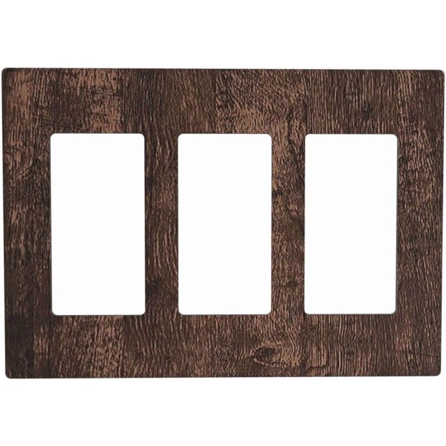 Light Switch Covers Rustic Dark Brown Wood Grain 3 Gang Rocker Electrical GFCI Decorative Triple Outlet Wall Plate Cover Switchplate for Farmhouse Bedroom Decor