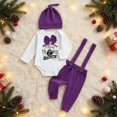 thumbnail image 2 of NOLDARES My 1st Halloween Baby Boy Outfit Long Sleeve Bowtie Romper Suspender Pants with Hat 3 Piece Fall Clothes Sets(Purple,12-18 M), 2 of 9