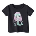 thumbnail image 3 of MIXUE Toddler Girls Tops & T-Shirts Cute Graphic Ocean Animal Print Round Neck Short Sleeve Tops Pullover Tee Shirts Sportwear,Black,2-3 Years, 3 of 3