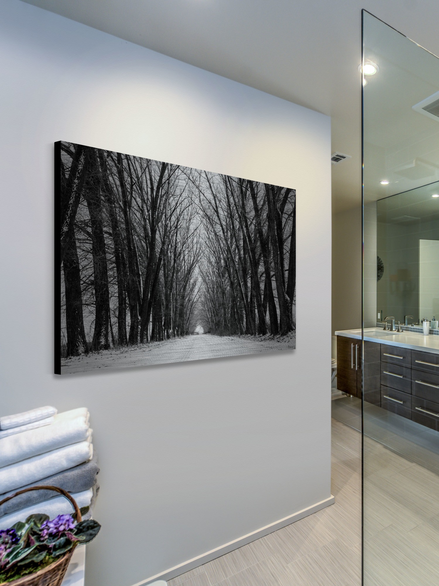 Parvez Taj "Rows of Trees" Painting Print on Brushed Aluminum
