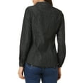 thumbnail image 3 of INSPIRE CHIC Women's Point Collar Long Sleeve Distressed Raw Hem Button Denim Shirt M Black, 3 of 5