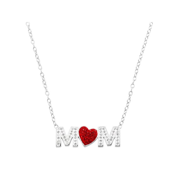 Inhibere Lada lilla Luminesse 'Mom' Red Heart Necklace with Swarovski Crystals in Sterling  Silver - Walmart.com