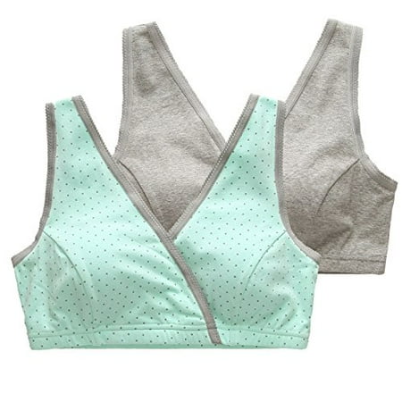 

Topwhere Cotton Wirefree Sleep Bra for Maternity And Nursing M/34B 34C 34D Grey+light Green Dot