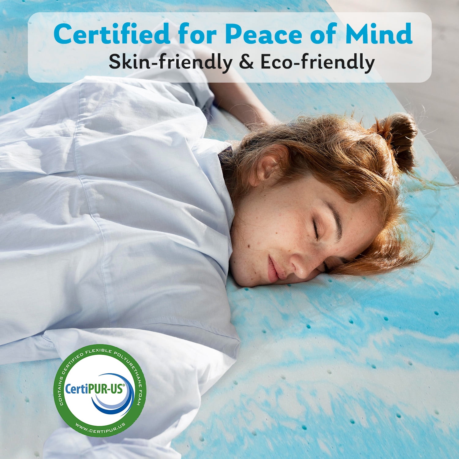 3" Cooling Mattress Topper Full Size – Gel-Infused Memory Foam With Ice Silk Cover, CertiPUR-US Certified - View #3