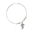 thumbnail image 2 of 8 inch Round Double Loop Bangle Bracelet w/ Guardian Angel medal charm w/ September Blue Swarovski Crystal, 2 of 3