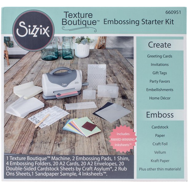 Sizzix Texture Boutique Embossing Starter KitGray & White Walmart