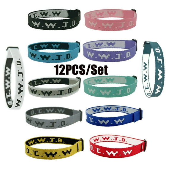 DESIGNICE 12 Pieces What Would Jesus Do Bracelets Wwjd Bracelets Letter Matching Couples Protection Braided Rope Inspirational Religious Christian Gifts Friendship Bracelet Gift for Women Men