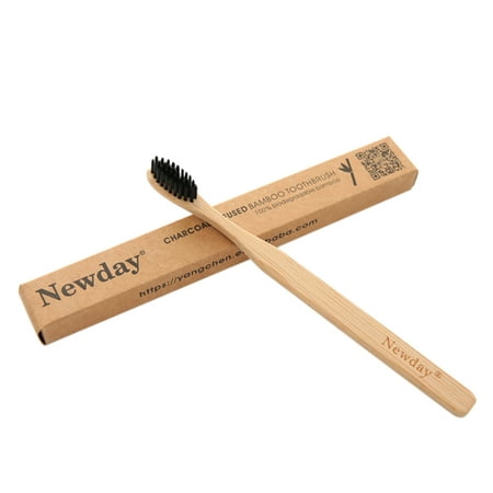 1 PC Soft Bamboo Charcoal Toothbrush Black Tooth Brush Wooden Handle Oral Care Brush For Kids And Adults