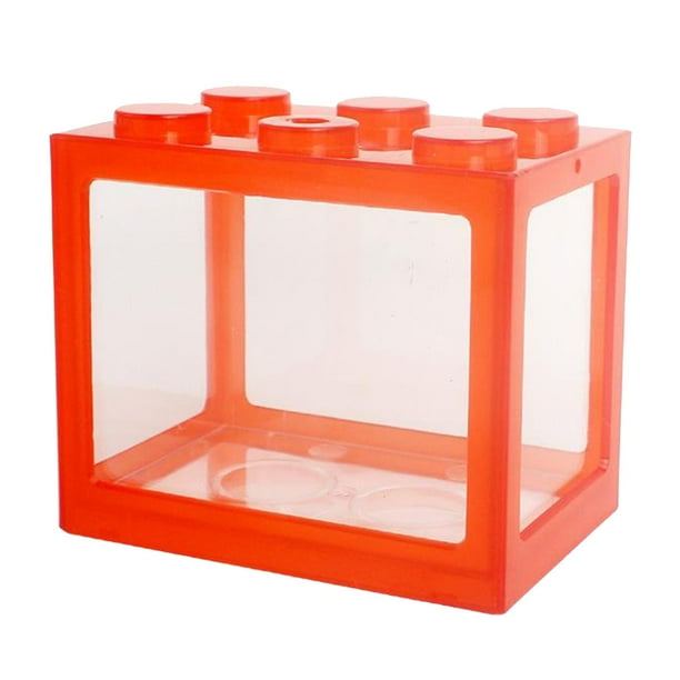 Kit de construcción de acuario de escritorio de 2 piezas con bloques superpuestos rojo