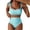Turquoise, variant on Delconic Women High Waist Bikini Set with Adjustable Shoulder Straps and Vertical Stripe Pattern Two Piece Swimsuit for Beach Pool