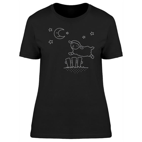 Cute Sheep Sketch Doodle T-Shirt Women -Image by Shutterstock, Female Large