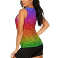 thumbnail image 3 of Fotbe Rainbow Glitter Womens Loose Fit Casual Flowy Slim-Fit Tank Tops Athletic Round Neck Trendy Sleeveless Summer Tops for Gym and Yoga-X-Large, 3 of 9