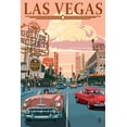 thumbnail image 1 of Las Vegas, Nevada, Old Strip Scene (36x54 Giclee Gallery Art Print, Vivid Textured Wall Decor), 1 of 3