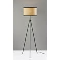 thumbnail image 3 of Adesso Raven 58.5" 3-Way Black Tripod Floor Lamp with Natural Woven Paper Drum Shade, 3 of 5