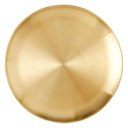 

1pc Stainless Steel Dish Plate Food Serving Plate Round Barbecue Plate (Golden)