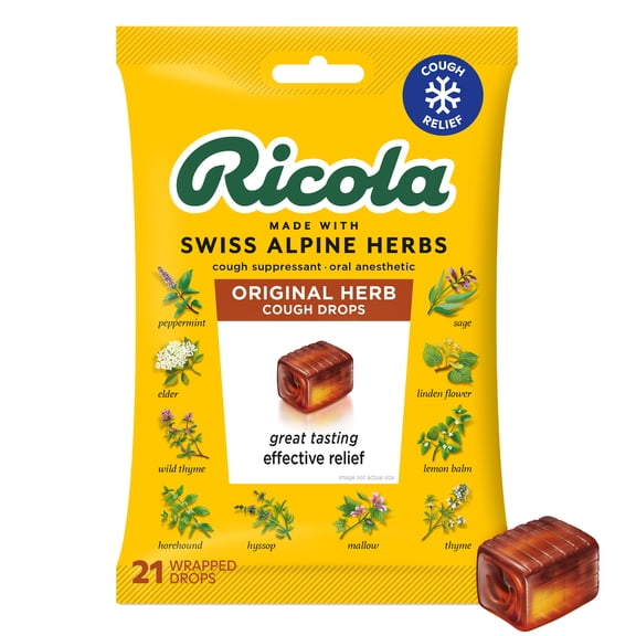 Ricola Original Herb Soothing Cough Drops for Sore Throat and Cough Relief, 21 Count