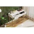 thumbnail image 5 of Modern metal leg double drawer dressing table, combining high-quality wood and metal, simple style, multifunctional dressing table, suitable for bedroom, living room, 5 of 9