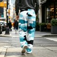 thumbnail image 7 of GrmtClth Mens Loose Fit Camo Cargo Sweatpants All Over Camouflage Print Elastic Pull On Waist Multi Pocket Street Walking Trousers Blue XL, 7 of 7