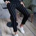 thumbnail image 1 of Pantalones largos para hombre, pantalones a rayas personalizados, pantalones de pierna corta con bolsillos atados, pantalones de traje, pantalones pitillo, leggings, pantalones casuales, pantalones pa, 1 of 3