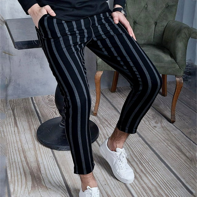 Pantalones largos para hombre, pantalones a rayas personalizados, pantalones de pierna corta con bolsillos atados, pantalones de traje, pantalones pitillo, leggings, pantalones casuales, pantalones pa
