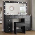thumbnail image 4 of Yanosaku Lighted Vanity Desk with Mirror, 12 LED Lights, 11 Drawers, Adjustable Brightness, Stool with Charging Port, 4 of 8