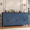 thumbnail image 5 of Lafnest 71" Farmhouse Sideboard with 6 Barn Doors & 3 Drawers,Buffet Cabinet for Kitchen & Dining Room,Blue, 5 of 7