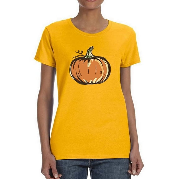Drawn Pumpkin T-Shirt Women -Smartprints Designs, Female 5X-Large