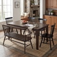 thumbnail image 2 of Dayalane 49 Inch Farmhouse Windsor Bench, Wooden Entryway Bench with Spindle High Back & Armrest, Rustic Vintage Dining Bench for Entryway Dining Balcony Bedroom End of Bed, Antique Brown, 2 of 12