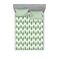 thumbnail image 1 of Leaves Bedding Set with Sheet & Covers, Herbal Pattern with Watercolor Foliage Tropical Nature Illustration Grunge Design, Printed Bedroom Decor 2 Shams, 4 Sizes, Green White, by Ambesonne, 1 of 3