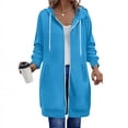 thumbnail image 2 of Long Hoodies for Women Fashion 2026 Full Zip Up Oversized Fleece Lightweight Casual Fall Jacket Coat with Pocket, 2 of 8