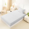 thumbnail image 5 of Castle Fairy Clean Minimalist Vertical Stripe Twin Sheets 3pcs,Geometric Thin Band Bedding,White Light Gray,1 Flat Sheet, 1 Fitted Sheet and 1 Pillowcase, 5 of 7