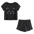 thumbnail image 2 of Guardurnaity Conjunto de ropa de dormir informal para mujer, pijama de manga corta con dibujos animados, pantalones cortos conjuntos de ropa negro S Guardurnaity FS11499-13, 2 of 6