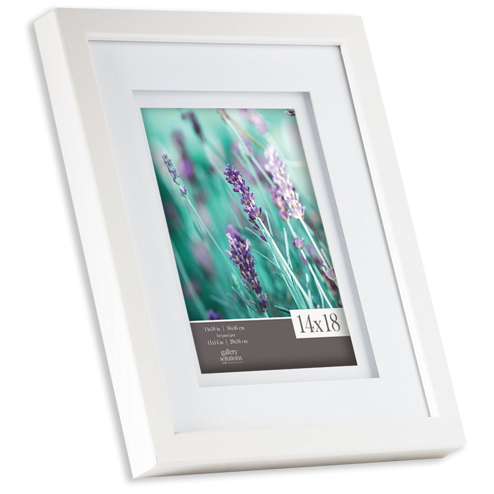 Gallery Solutions 14x18 Wood Wall Frame with Double White Mat for 11x14 Image
