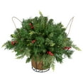 thumbnail image 2 of Northlight LED Lighted Red Berries and Mixed Pine Hanging Christmas Basket - 18", 2 of 6