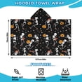 thumbnail image 2 of Black Halloween Dancing Skeletons Hooded Bath Towel，50"x30" for Ages 3 To 12 Kids, Quick Dry Lightweight Soft Microfiber Hood Beach Towel Cover Up for Kids, 2 of 7