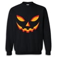 thumbnail image 2 of Halloween Crewneck Sweatshirt of Durable 50/50 Cotton/Poly - Scary Pumpkin Jack O Lantern Face on Black Fleece Pullover Unisex Size S, 8 oz, 2 of 6