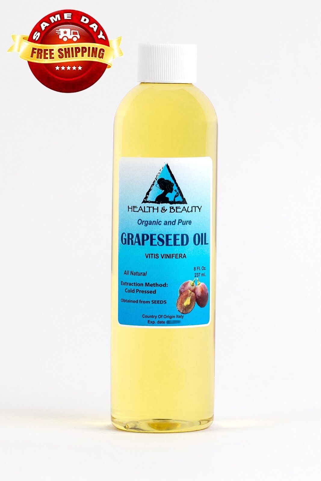 GRAPESEED OIL ORGANIC by H&B Oils Center COLD PRESSED PREMIUM 100% PURE 8 OZ