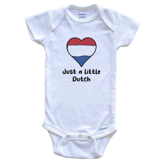 Just A Little Dutch Netherlands Flag Heart Baby Bodysuit