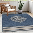 thumbnail image 2 of LR Home Sophie 3' x 5' Navy/White Nautical Compass Indoor/Outdoor Performance Area Rug, 2 of 9