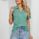 thumbnail image 2 of Camiseta de Mujer Color Puro Solapa Manga Corta Cuello en V Casual Verano para Oficina en casa Compras Actividades al Aire Libre, 2 of 6