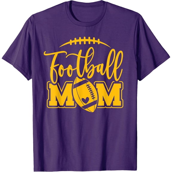 Football Mom Purple Yellow Game Day T Shirt All Size S-5XL
