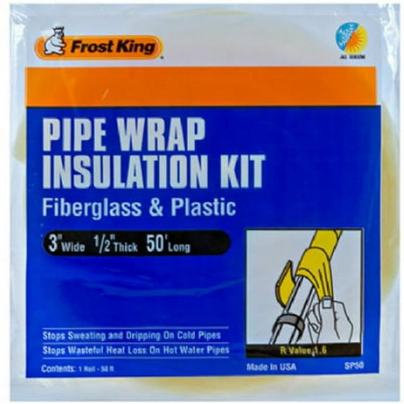 Fiberglass Pipe Insulation Kit, 3 x 1/2 In. x 50 Ft. - SP50